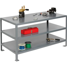 24"W x 18"D Stainless Steel Stationary Machine Square Edge Table Gray With 3 Shelves WV124GPQQ