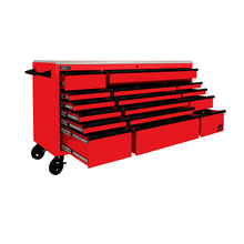 72” RS Pro Red 16 Drawer Roller Cabinet with Stainless Steel RD04072164