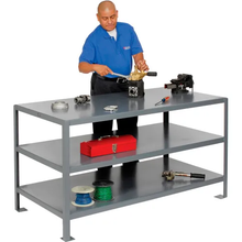 24"W x 18"D Stainless Steel Stationary Machine Square Edge Table Gray With 3 Shelves WV124GPQQ