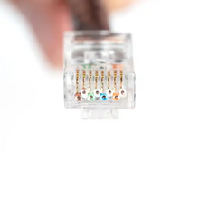 Unshielded RJ45 Passthrough Connector for CAT6A Cable RJ456AUS-100 (Pack of 100)