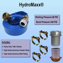 1 1/2" x 100FT Blue 6 Bar Lay Flat Discharge & Backwash Hose with Connectors