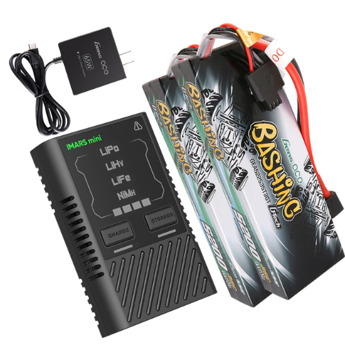 Gens Ace 5200mAh 2S1P 7.4V Bashing Series Lipo Battery Pack Hardcase 24 With Charger Combo GEA60W522S35GT2