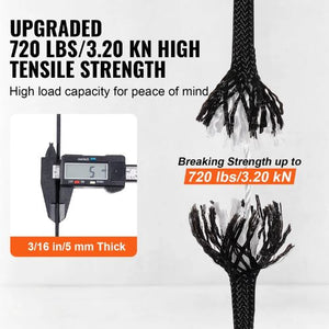 3/16" x 250FT 32 Strand Outdoor Braided Nylon Rope Black