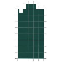 18x36 ft Inground Pool Safety Cover with 4x8 ft Center End Steps & Protrusions – Green Mesh Winter Safety Cover