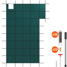 20 x 40 ft Inground Pool Safety Cover with Right Step – Mesh PP Winter Cover, Triple-Stitched, Hardware Included