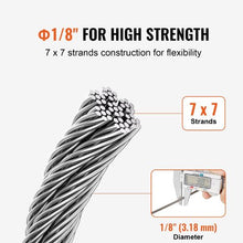 1/8 Inch 7x7 Strand T316 Stainless Steel Braided Aircraft Cable 100FT With Accessories