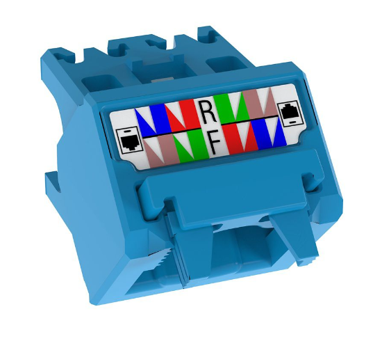 22-26 AWG Mini-Com Cat6A Up/Down 45 Angle Wire Cap Jack Module TG UTP CJUDCAPBU-C 100 Pack