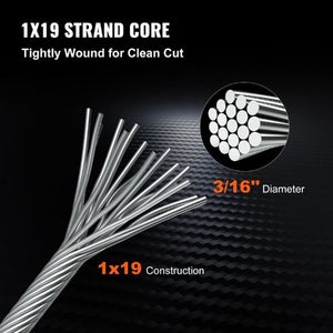 3/16 Inch 1x19 Strand 316 Stainless Steel Braided Aircraft Cable 500FT