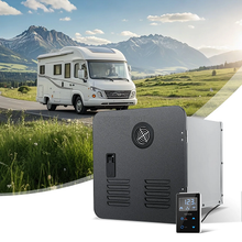 Calentador de ducha sin tanque para RV de 55 000 BTU, ahorrador de espacio, con puerta negra y control remoto, color negro, TM-RV03-2B