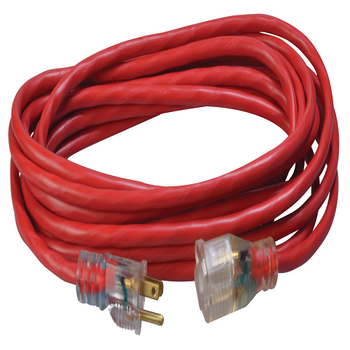 Cable de extensión rojo para exteriores SJTW de 25 pies, 14/3, con indicador luminoso de encendido 2487SW8804 (paquete de 12) 