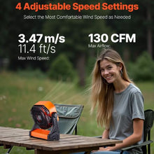 8 Inch Rechargeable 10000 mAh Battery Capacity Operated Camping Desktop Fan 4 Adjustable Speeds