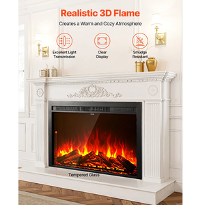 28.5 Inch Electric Fireplace Insert Wall-Mounted Recessed Heater 750W/1500W with Remote Control