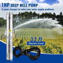 115V, 37GPM, 207ft Head, 33ft Cord, 4" Stainless Steel, IP68 1HP Deep Well Submersible Pump for Home, Irrigation & Industrial Use