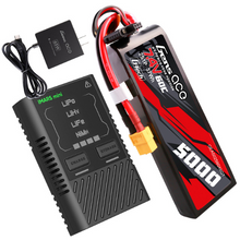 Gens Ace 5000mAh 2S1P 60C Short-Size G-Tech Lipo Battery Pack With Carger Combo GEA60W502S60GT