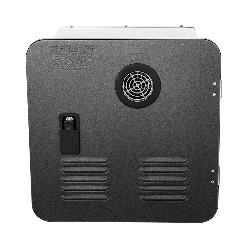 Calentador de ducha sin tanque para RV de 55 000 BTU, ahorrador de espacio, con puerta negra y control remoto, color negro, TM-RV03-2B