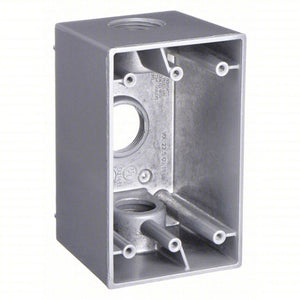 BELL Weatherproof Electrical Box 1 Gangs, 3/4 in Hub Size, 3 Inlets, 4.5 in Lg, 2.75 in Wd