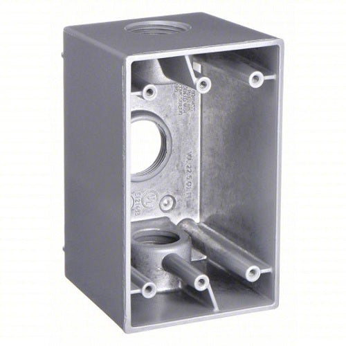 BELL Weatherproof Electrical Box 1 Gangs, 3/4 in Hub Size, 3 Inlets, 4.5 in Lg, 2.75 in Wd