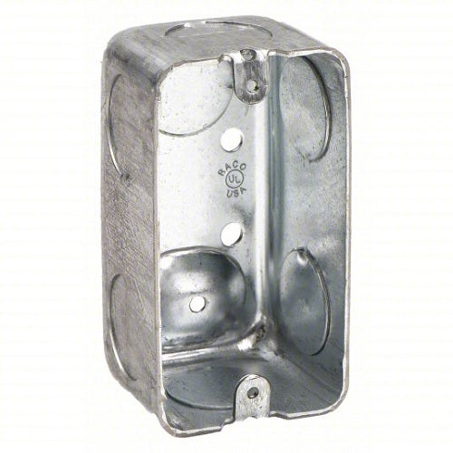 Electrical Box Galvanized Steel, 1 7/8 in Nominal Dp, 2 in Nominal Wd, 4 in Nominal Lg, 1 Gangs