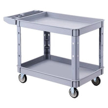 Utility Cart 550 LBS Capacity 2-Tier Plastic Service Cart, Swivel Wheels Storage Tray (Gray)