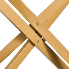 45 Inch Glass Coffee Table – Modern Gold Rectangle Table with Cross Iron Legs