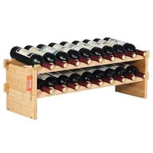 18 Bottle Wine Rack with 2-Tier Solid Bamboo Wood Storage Racks for Kitchen Bar and Cellar (Natural Color)