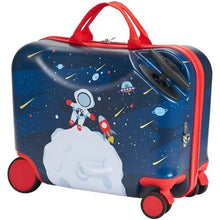 Kids Ride-On Luggage – 18" Carry-On for Kids (Blue & White)