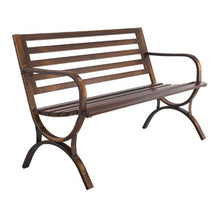 50-Inch Outdoor Bench Carbon Steel Frame with Slatted Backrest and Round Armrests – Weatherproof for Garden Park Yard Front Porch Antique Bronze