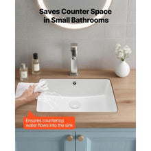18.5" x 13.19" Rectangular Undermount Bathroom Sink White Ceramic Basin with Overflow