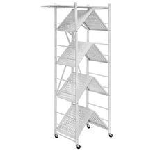 5-Tier Foldable Metal Storage Shelf with Wheels No Assembly (White)