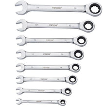 8-Piece Metric Ratcheting Wrench Set 8–19 mm Cr-V Steel with Organizer Rack
