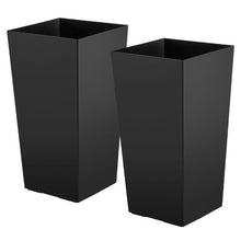 30" Tall Planters Black Tapered Outdoor Flower Pots with Casters (Set of 2)