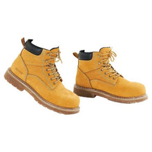 Steel Toe Work Boots for Men Size 10 Waterproof & Slip-Resistant (Brown Yellow)