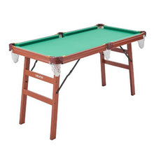 4.5ft Folding Pool Table – Brown Frame Blue Cloth for Family Use Recreation Room