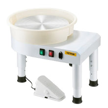 Pottery Wheel 14" Ceramic Forming Machine 60–300 RPM Foot Pedal Detachable Basin (White)