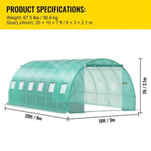 20×10×7' Ft Portable Plant Hot House with Galvanized Steel Hoops Walk-in Tunnel Greenhouse