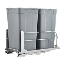 Pull-Out Trash Can 27 QT x2 Heavy Duty Kitchen Waste Bin with Soft Close Slide & Door Kit (Grey)