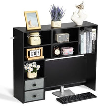 Desktop Bookshelf 3-Tier Wood Organizer with Drawers (Black)