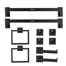Matte Black 10-Piece Bathroom Hardware Set 2 x 24-in Towel Bars 2 Towel Racks 4 Robe Hooks 2 Toilet Paper Holders Wall Mounted