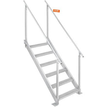 Adjustable 6-Step Dock Ladder 43''-51'' Height 500 lbs Capacity Aluminum Dual Handrails