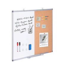 36" x 24" Whiteboard & Cork Board Combo with Aluminum Frame 2-in1 Magnetic for School Office