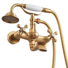 Clawfoot Tub Faucet Wall-Mount Bathtub Filler Handheld Shower Brushed Gold 360° Spout
