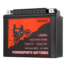 12V 8Ah LiFePO4 Motorcycle Battery Pre-Charged Maintenance-Free High Performance for ATV Motorcycle Jet Skis Scooter UTV