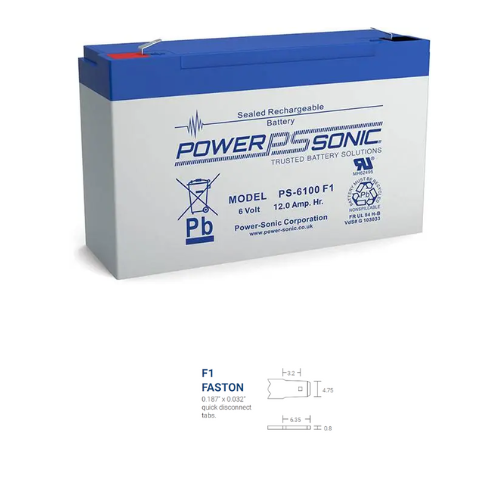 6V 12Ah F1/F2 Terminal SLA Rechargeable Battery PS-6100 (Pack of 10)