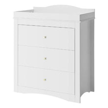 Nursery Changing Table Dresser with 3 Drawers Baby Diaper Station with Storage Organizer (White)