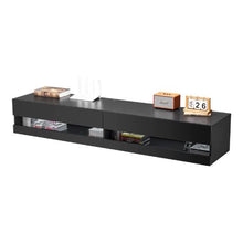 71 In Floating TV Stand Wall Mount Entertainment Center with Power Outlet & LED Lights Modern TV Shelf with 2 Drawers & Storage Cabinet - (Black)