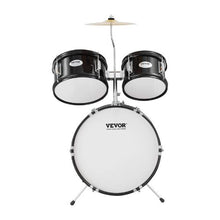 Kids 5-Piece 16″ Beginner Drum Set with Throne, Cymbals & Pedal (Black)