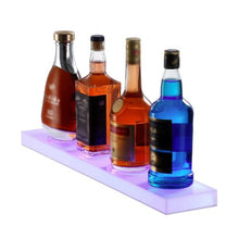 LED Lighted Liquor Bottle Display, 1-Tier 24" Wall-Mounted Whiskey Rack – Acrylic Illuminated Bar Shelf with RF Remote & App Control
