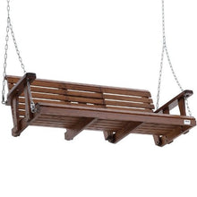 5 FT Wooden Porch Swing Chair with Chains Heavy Duty Outdoor Hanging Bench 880 lbs Capacity (Brown)