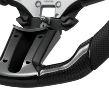 Ford Mustang Steering Wheel 2010–2014 Carbon Fiber Flat-Bottom Design Non-Slip Leather Grip (Black)
