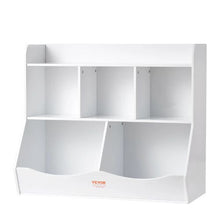 5-Cubby Wood Kid Storage Cubby with Bookshelf Toy Storage Organizer for Kids Room (White)